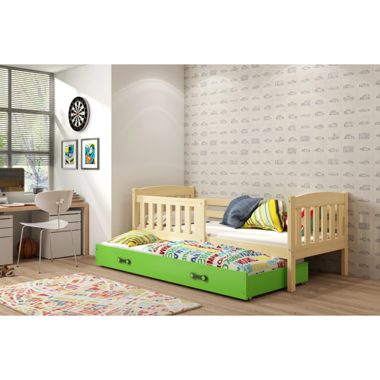 Jednolôžková posteľ Kubus3 Prírodná pre teenagerov 160x80 s matracom, rozkladacia - zelená
